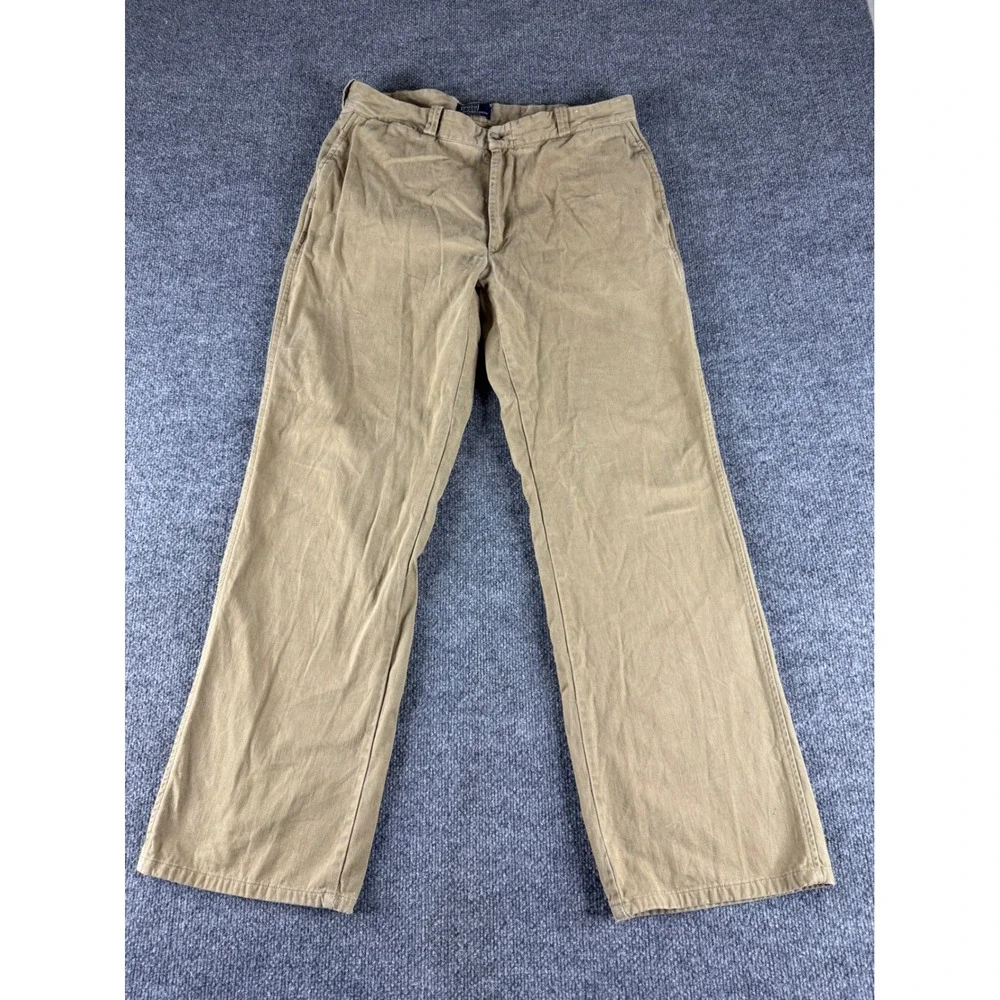 Polo Ralph Lauren Mens Tan Khaki Cotton Chino Pants 35x32 Made in USA Straight